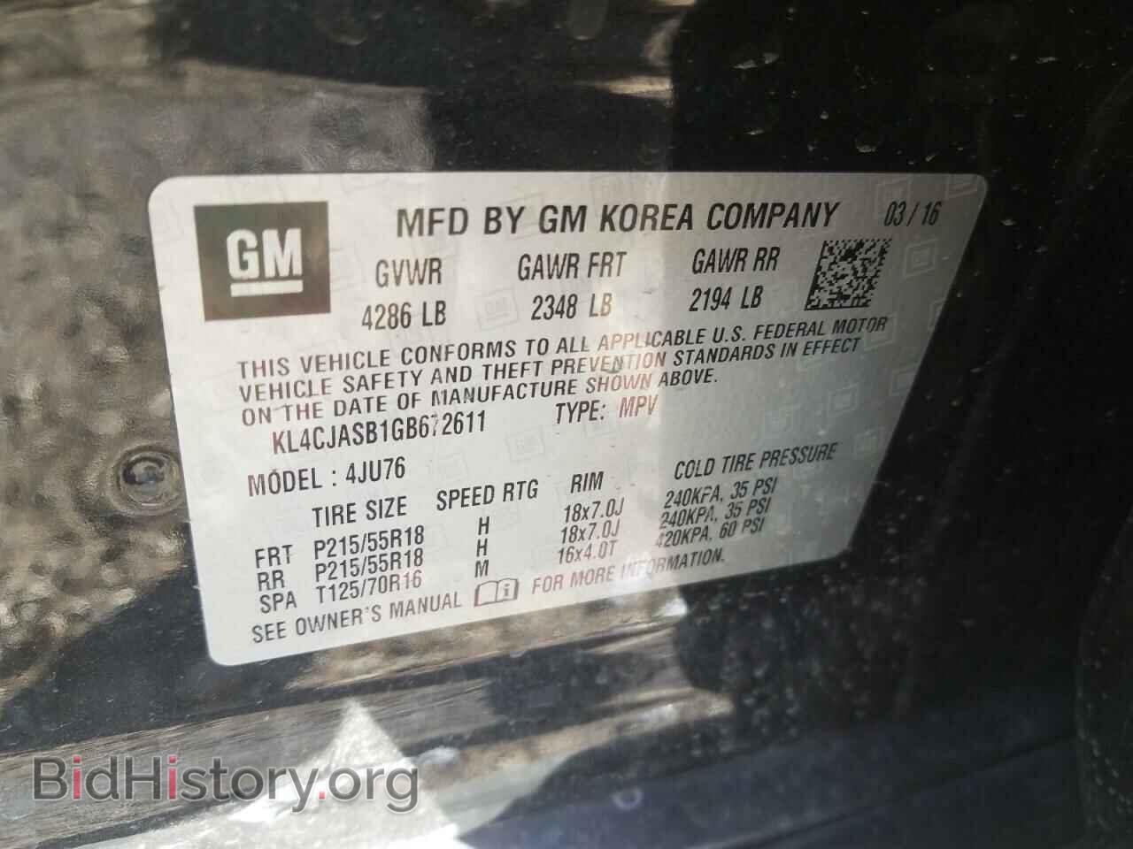 2016 BUICK ENCORE - VIN: KL4CJASB1GB672611 - Фото 10