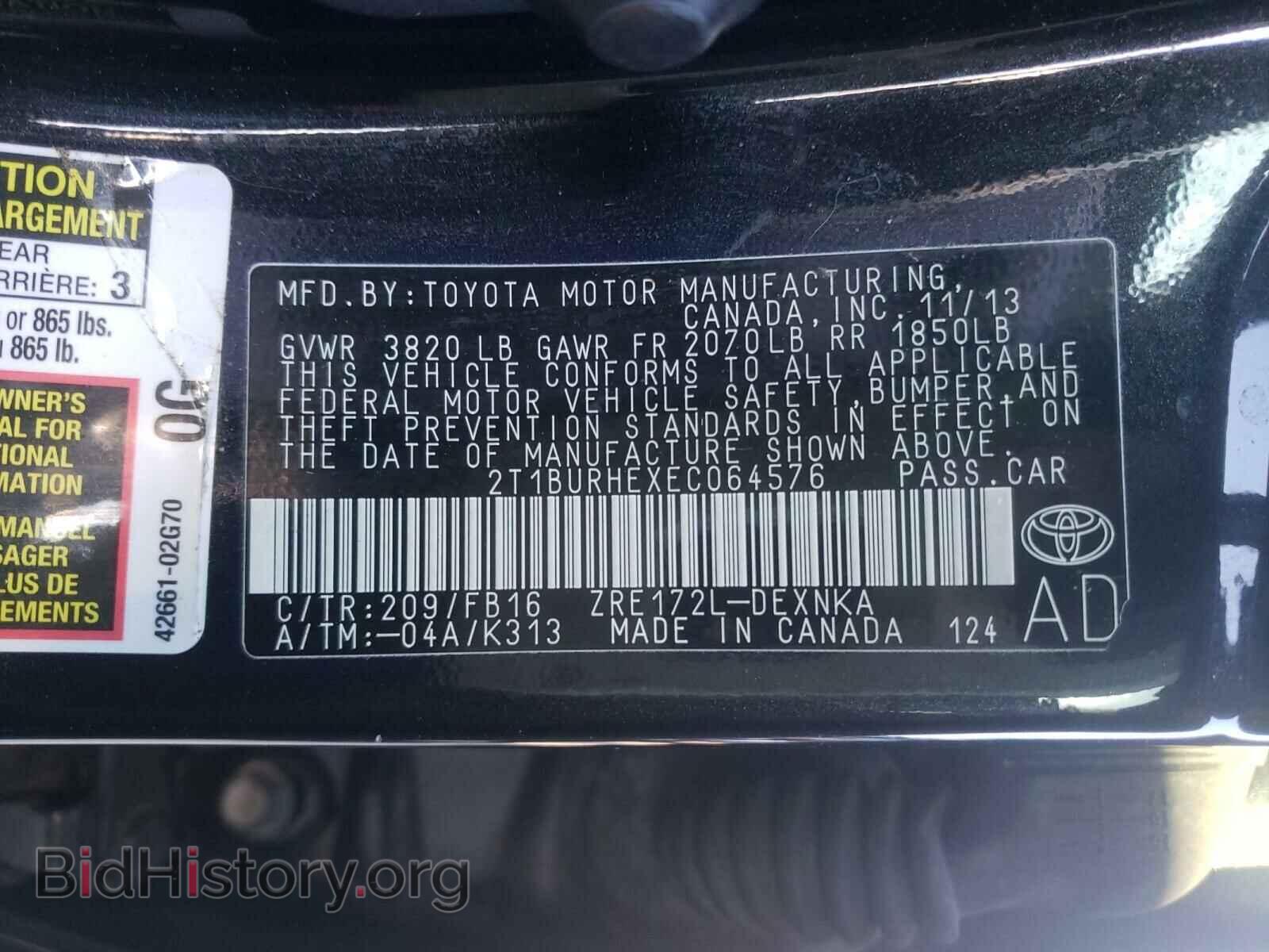 2014 TOYOTA COROLLA - VIN: 2T1BURHEXEC064576 - Photo 10