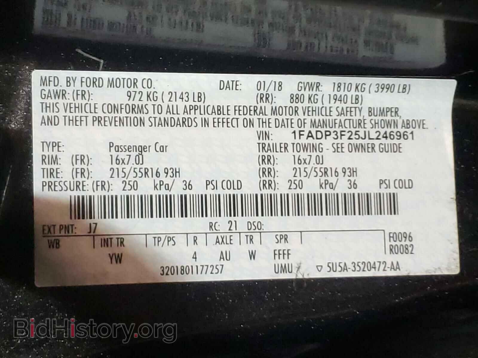 2018 FORD FOCUS - VIN: 1FADP3F25JL246961 - Фото 10