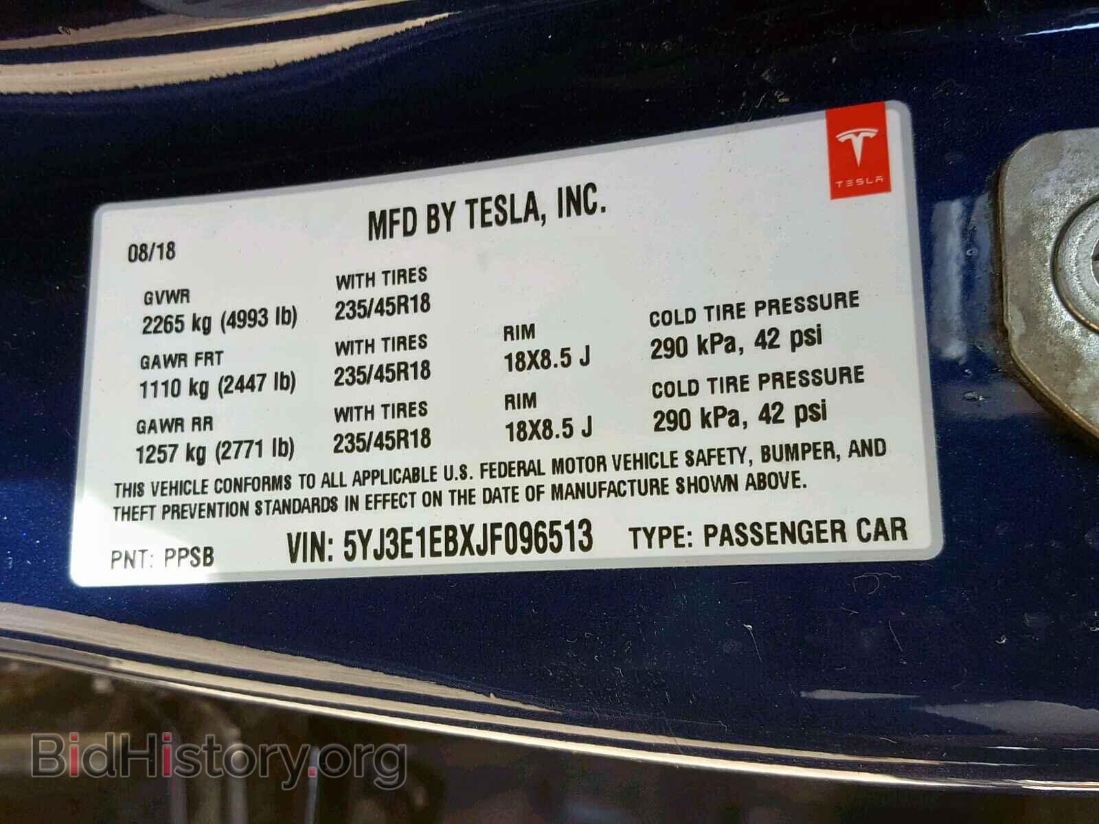 2018 TESLA MODEL 3 - VIN: 5YJ3E1EBXJF096513 - Фото 10