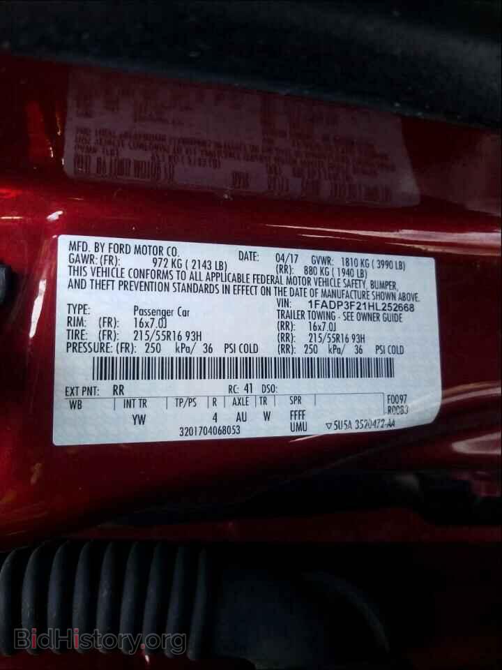 2017 FORD FOCUS - VIN: 1FADP3F21HL252668 - Фото 10
