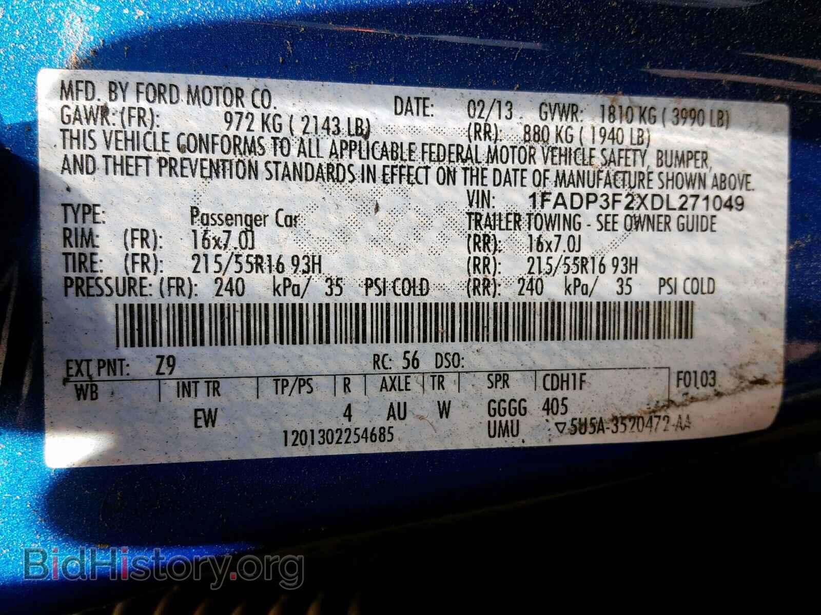 2013 FORD FOCUS SE - VIN: 1FADP3F2XDL271049 - Фото 10