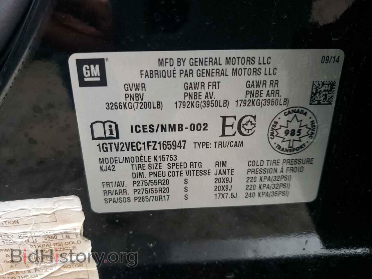 2015 GMC SIERRA - VIN: 1GTV2VEC1FZ165947 - Фото 10