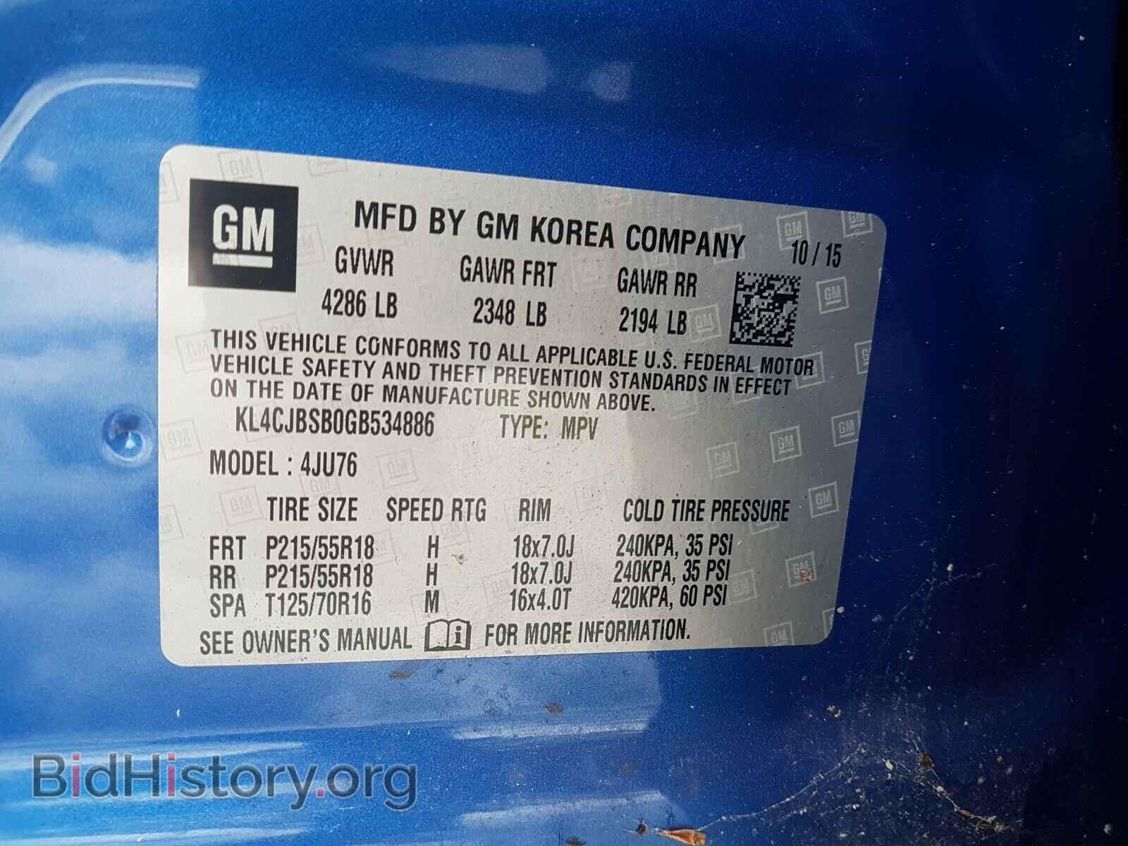 2016 BUICK ENCORE - VIN: KL4CJBSB0GB534886 - Photo 10