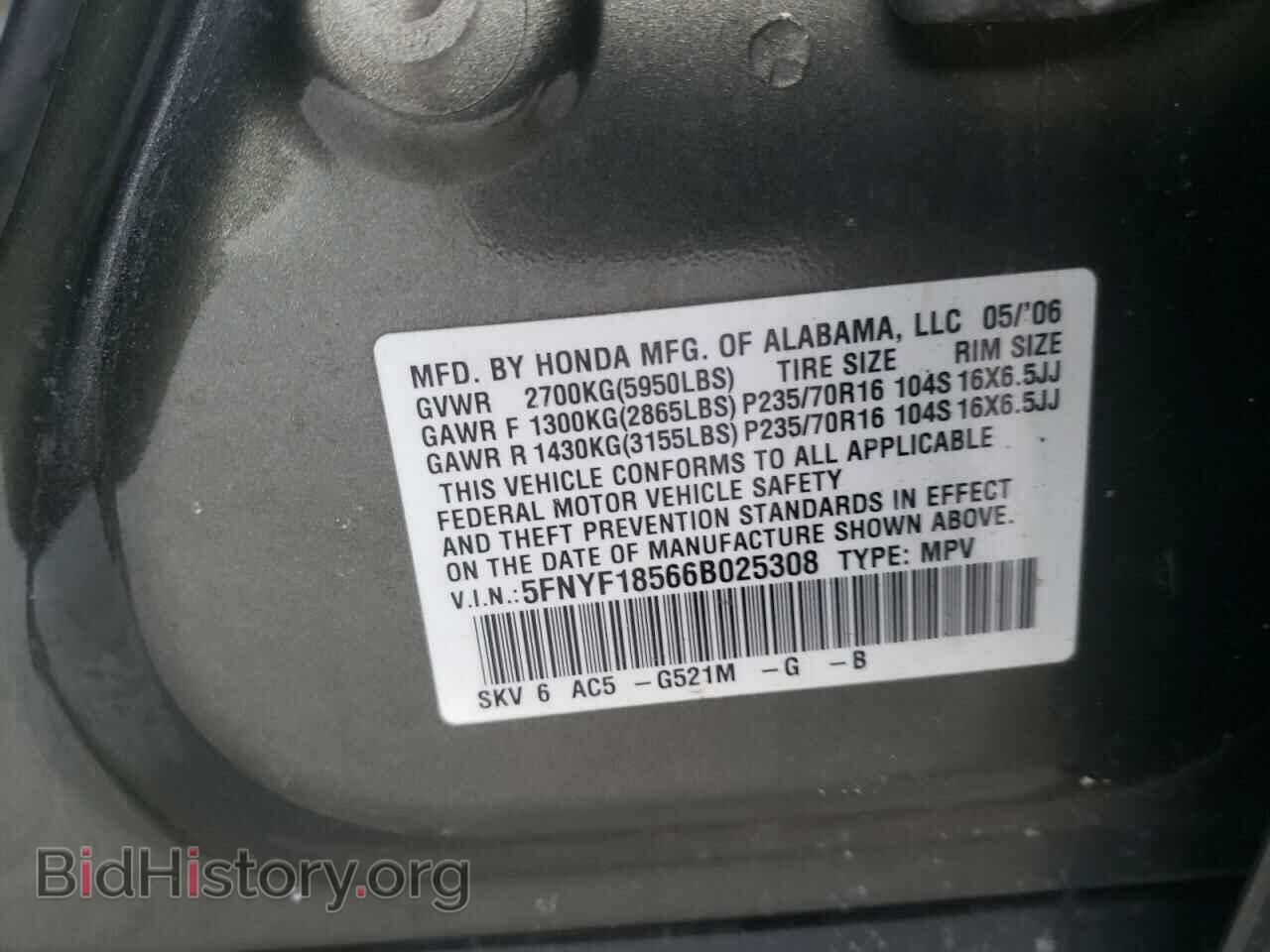 2006 HONDA PILOT - VIN: 5FNYF18566B025308 - Фото 10