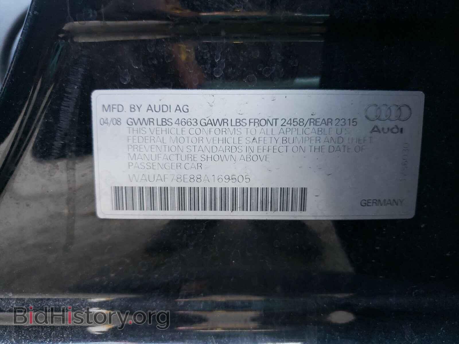 2008 AUDI A4 - VIN: WAUAF78E88A169505 - Фото 10
