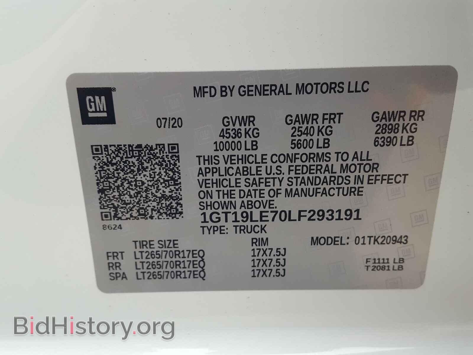 2020 GMC SIERRA - VIN: 1GT19LE70LF293191 - Фото 10