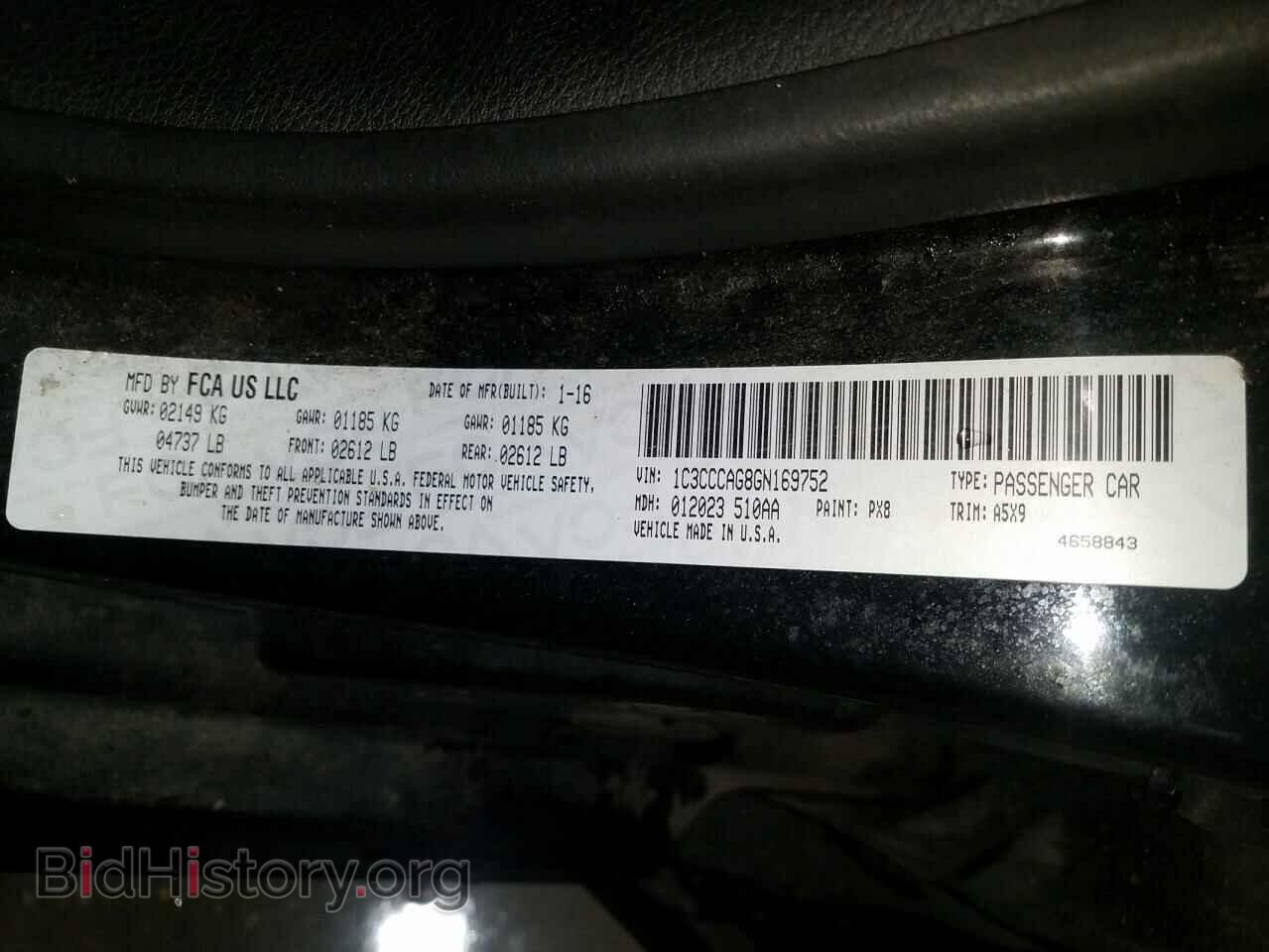 2016 CHRYSLER 200 - VIN: 1C3CCCAG8GN169752 - Фото 10