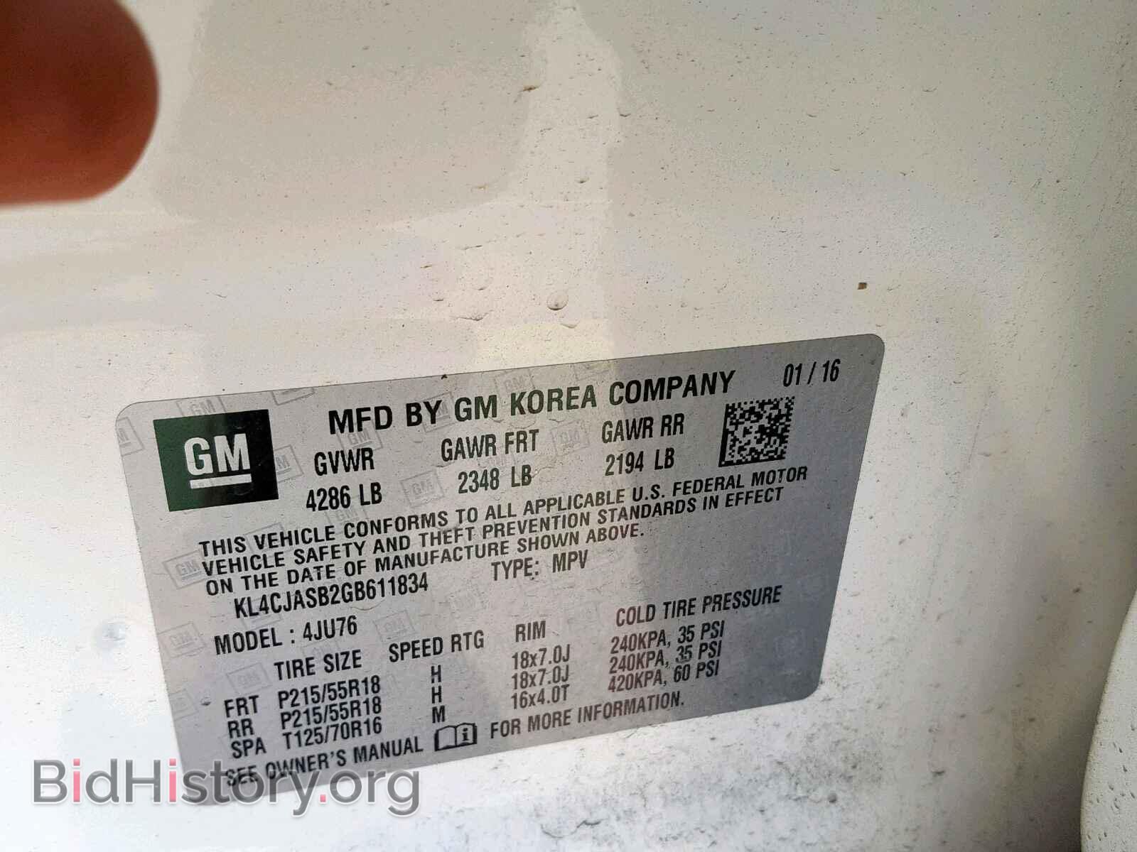 2016 BUICK ENCORE - VIN: KL4CJASB2GB611834 - Фото 10