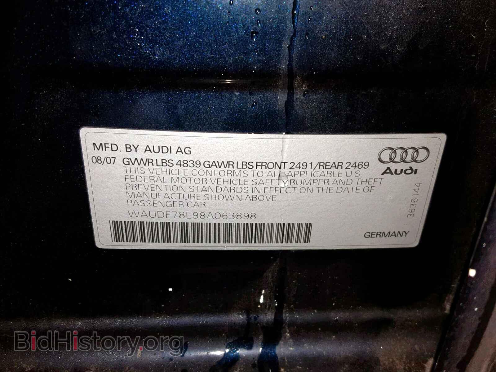 2008 AUDI A4 - VIN: WAUDF78E98A063898 - Фото 10