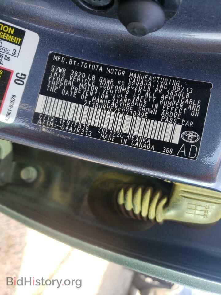 2014 TOYOTA COROLLA - VIN: 2T1BURHE2EC010995 - Фото 10
