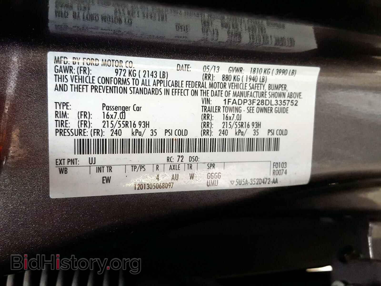 2013 FORD FOCUS - VIN: 1FADP3F28DL335752 - Фото 10