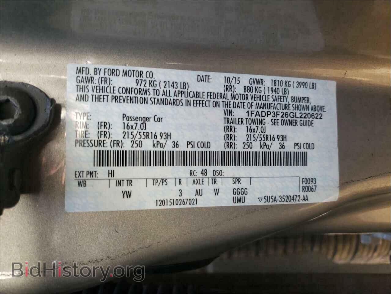 2016 FORD FOCUS - VIN: 1FADP3F26GL220622 - Фото 10