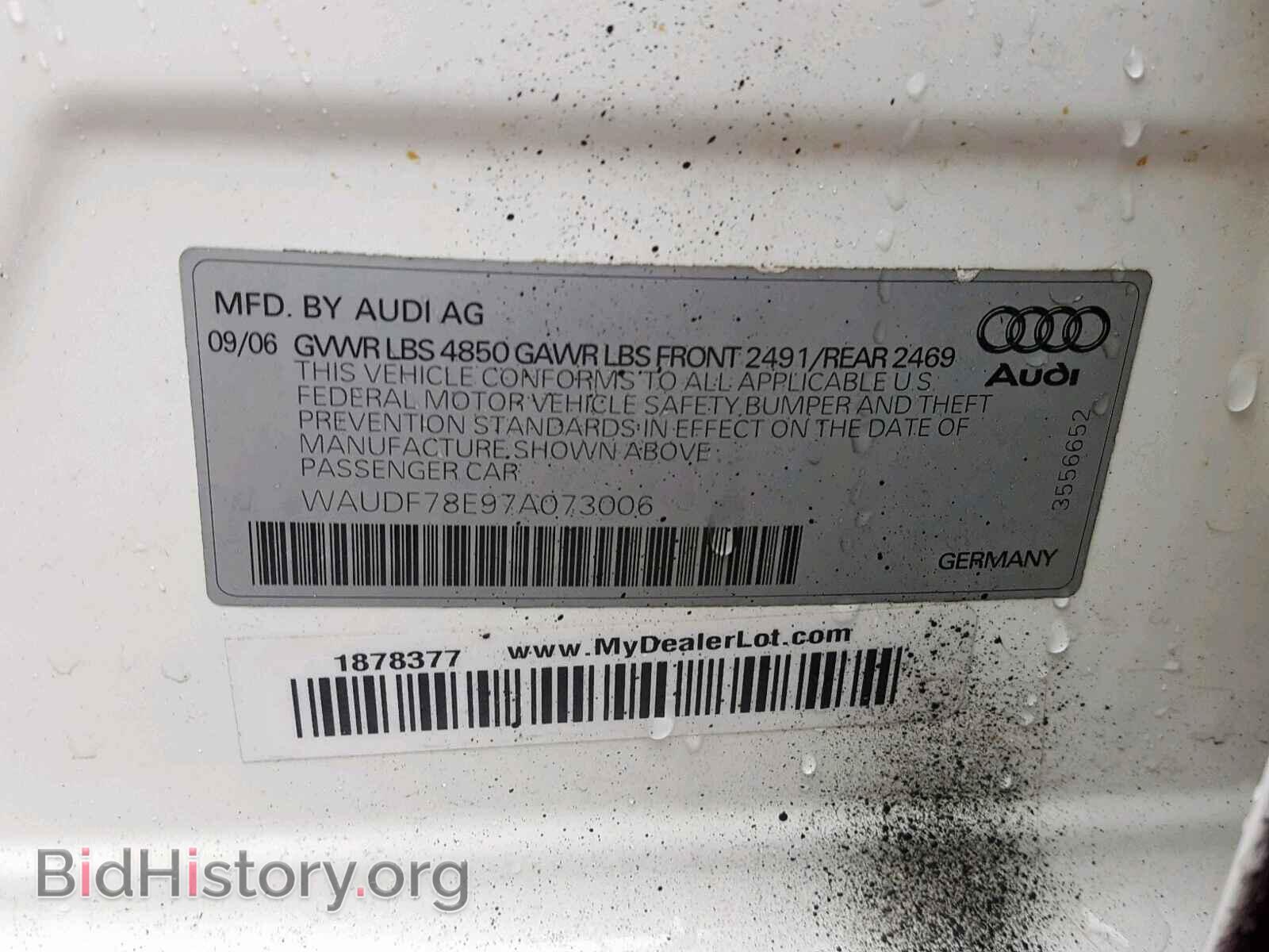 2007 AUDI A4 - VIN: WAUDF78E97A073006 - Фото 10