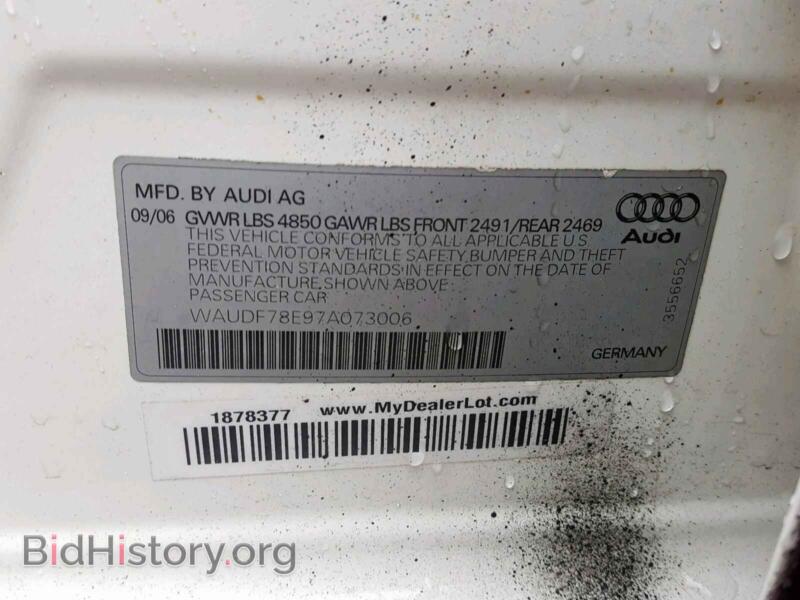2007 Audi A4 (VIN WAUDF78E97A073006) — фото 10 из 10