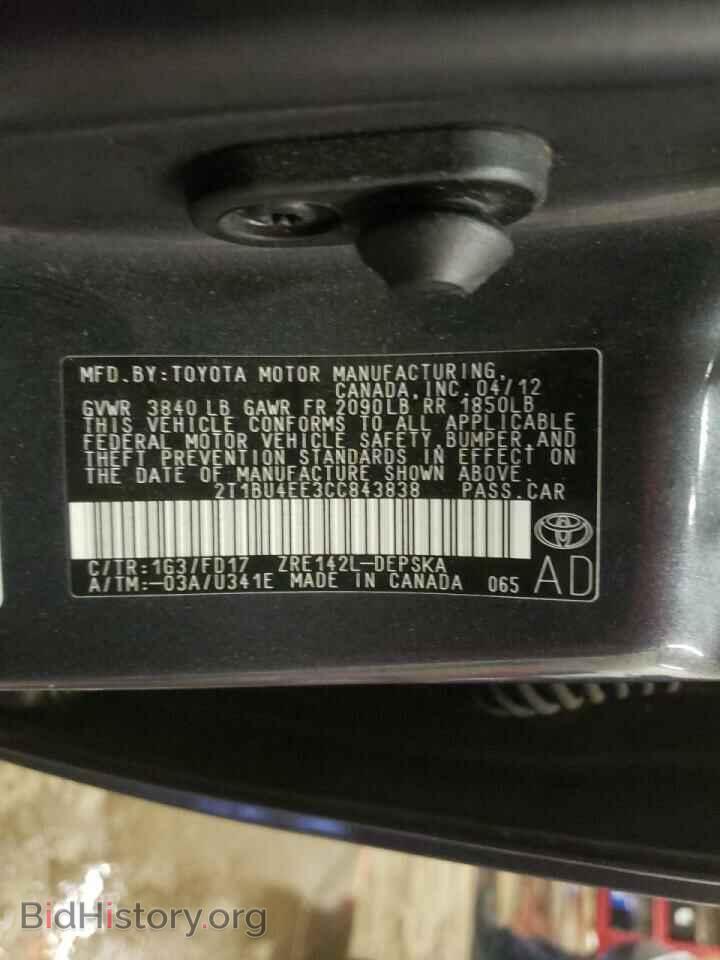 2012 TOYOTA COROLLA - VIN: 2T1BU4EE3CC843838 - Фото 10