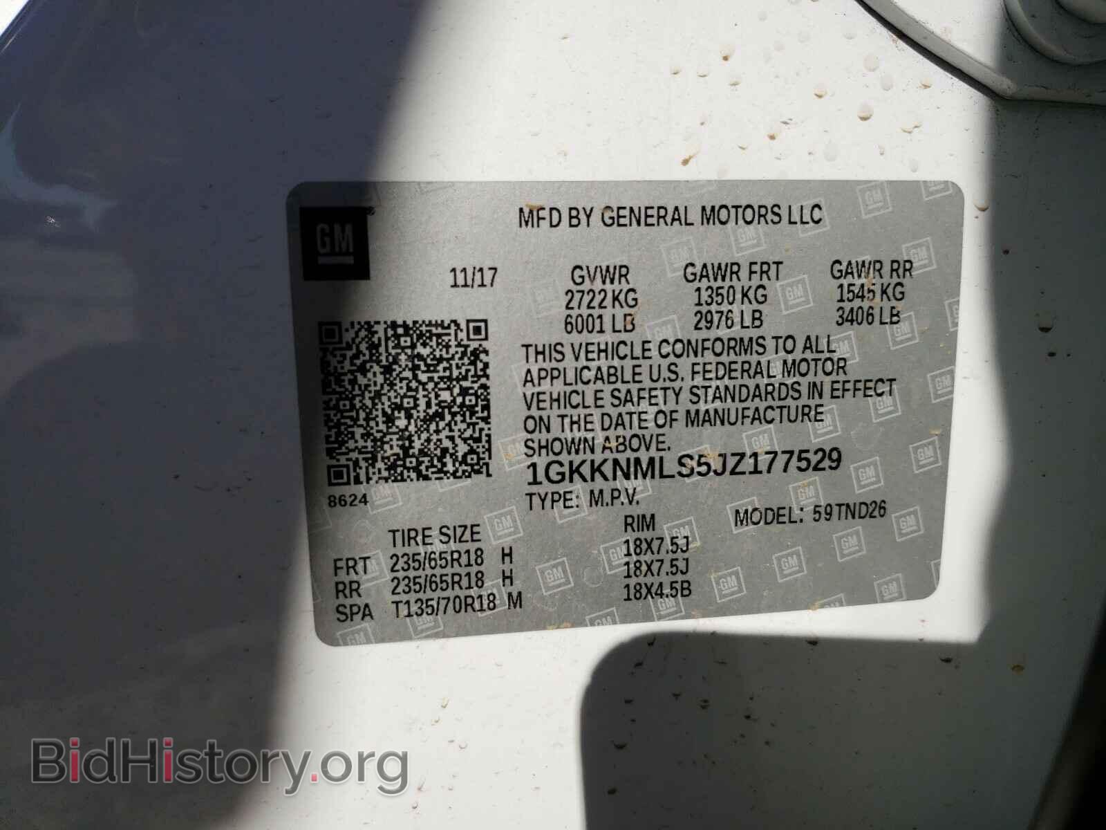 2018 GMC ACADIA - VIN: 1GKKNMLS5JZ177529 - Фото 10
