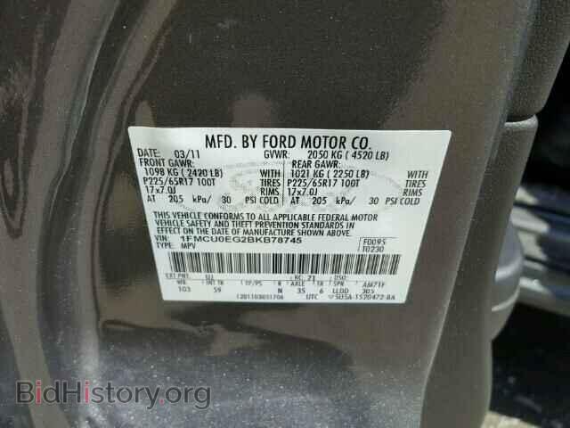 2011 FORD ESCAPE - VIN: 1FMCU0EG2BKB78745 - Фото 10