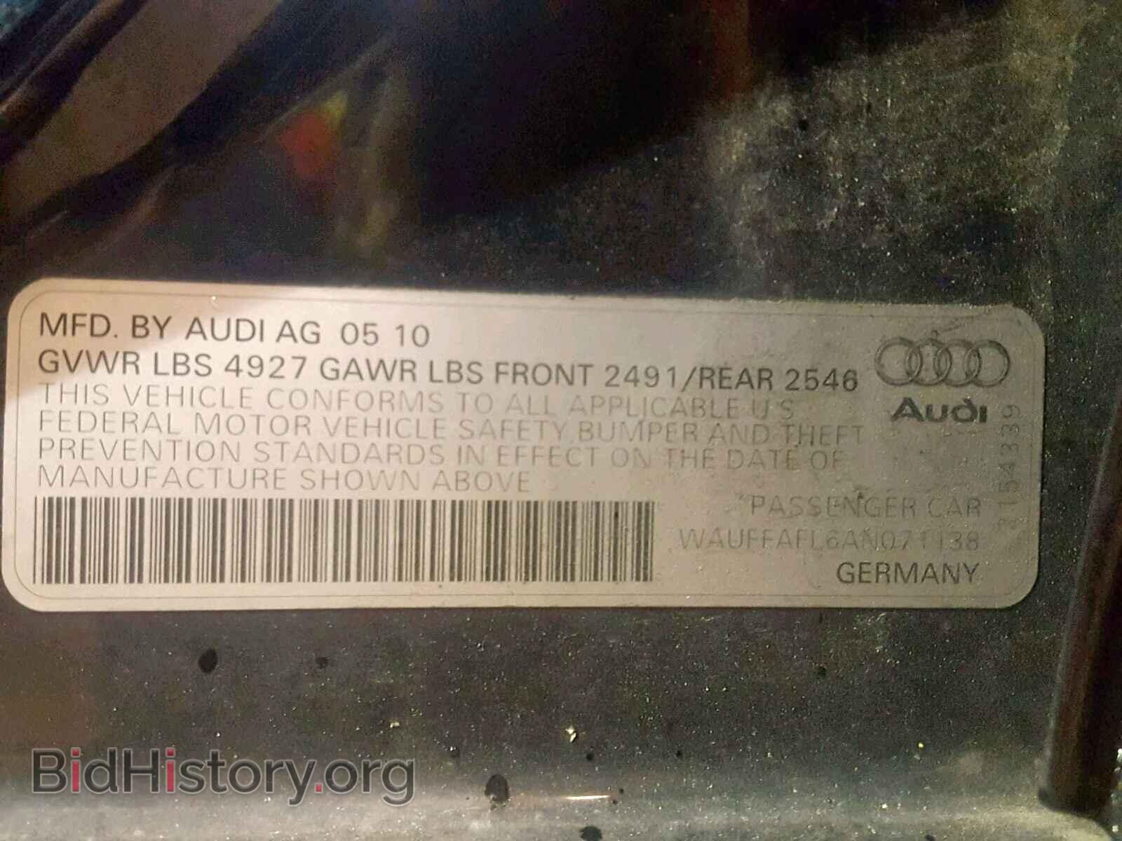 2010 AUDI A4 - VIN: WAUFFAFL6AN071138 - Фото 10