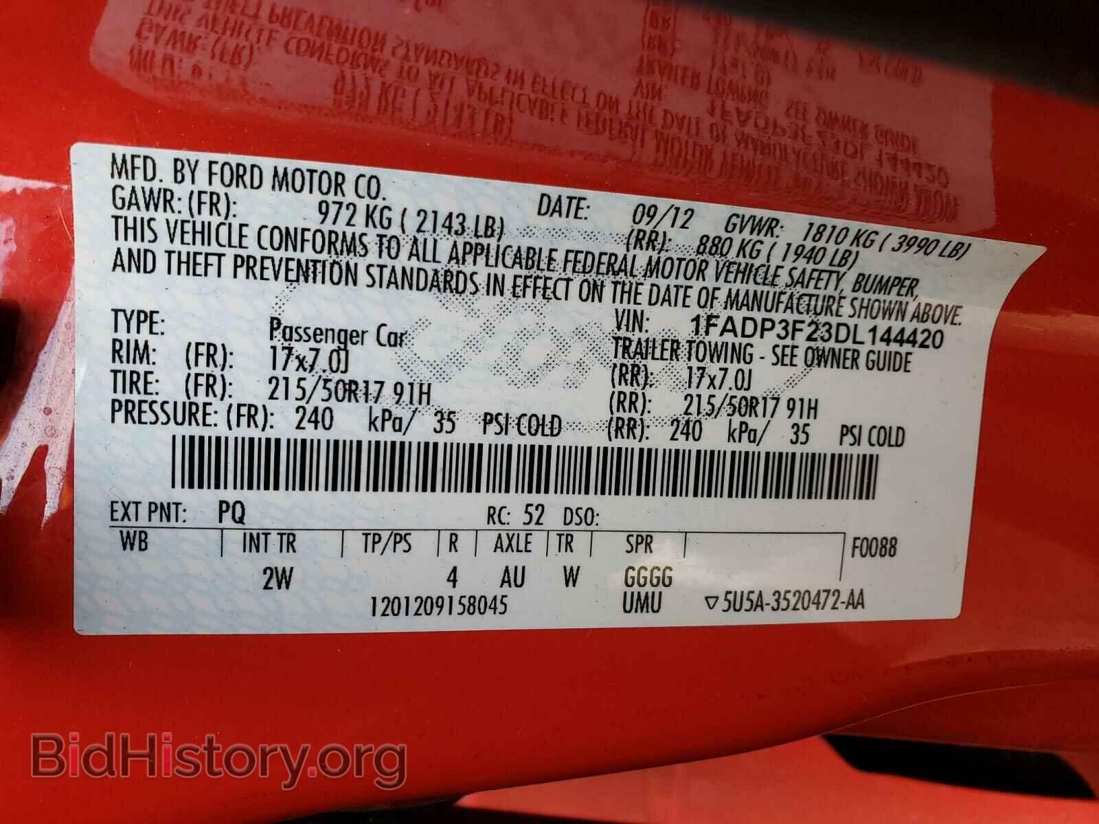 2013 FORD FOCUS - VIN: 1FADP3F23DL144420 - Фото 10