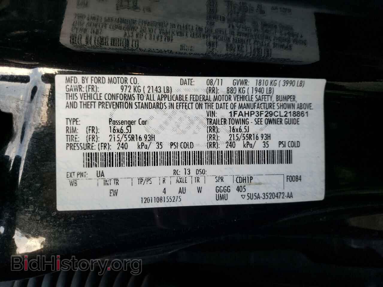 2012 FORD FOCUS - VIN: 1FAHP3F29CL218861 - Фото 10