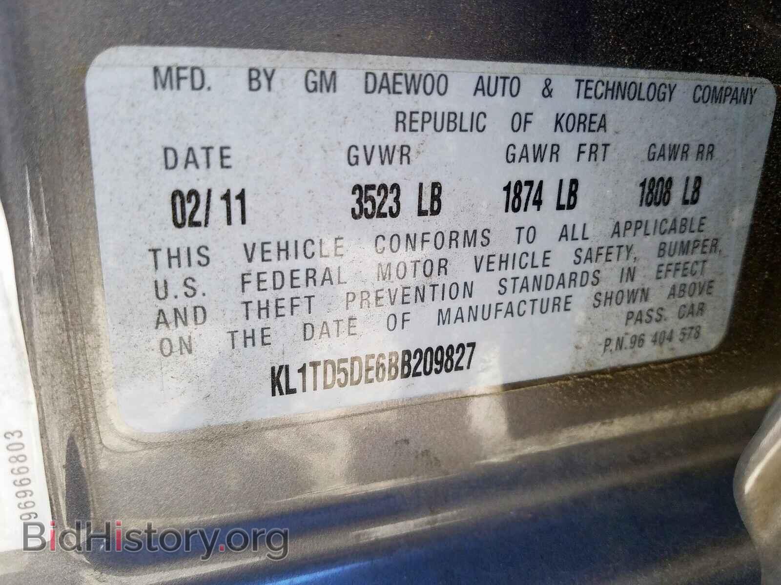 2011 CHEVROLET AVEO - VIN: KL1TD5DE6BB209827 - Фото 10