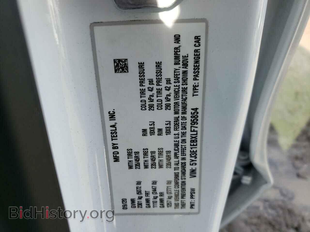 2020 TESLA MODEL 3 - VIN: 5YJ3E1EBXLF795854 - Фото 10
