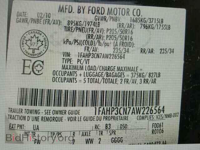 2010 FORD FOCUS - VIN: 1FAHP3CN7AW226564 - Фото 10