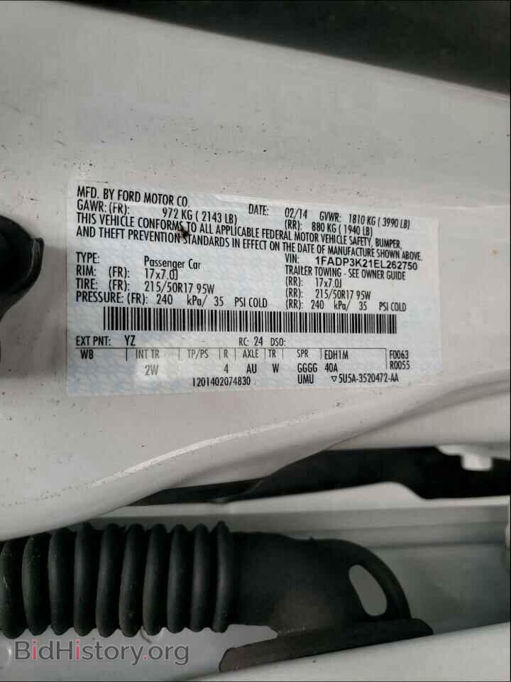 2014 FORD FOCUS - VIN: 1FADP3K21EL262750 - Фото 10