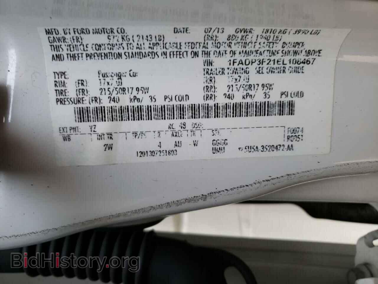2014 FORD FOCUS - VIN: 1FADP3F21EL108467 - Фото 10