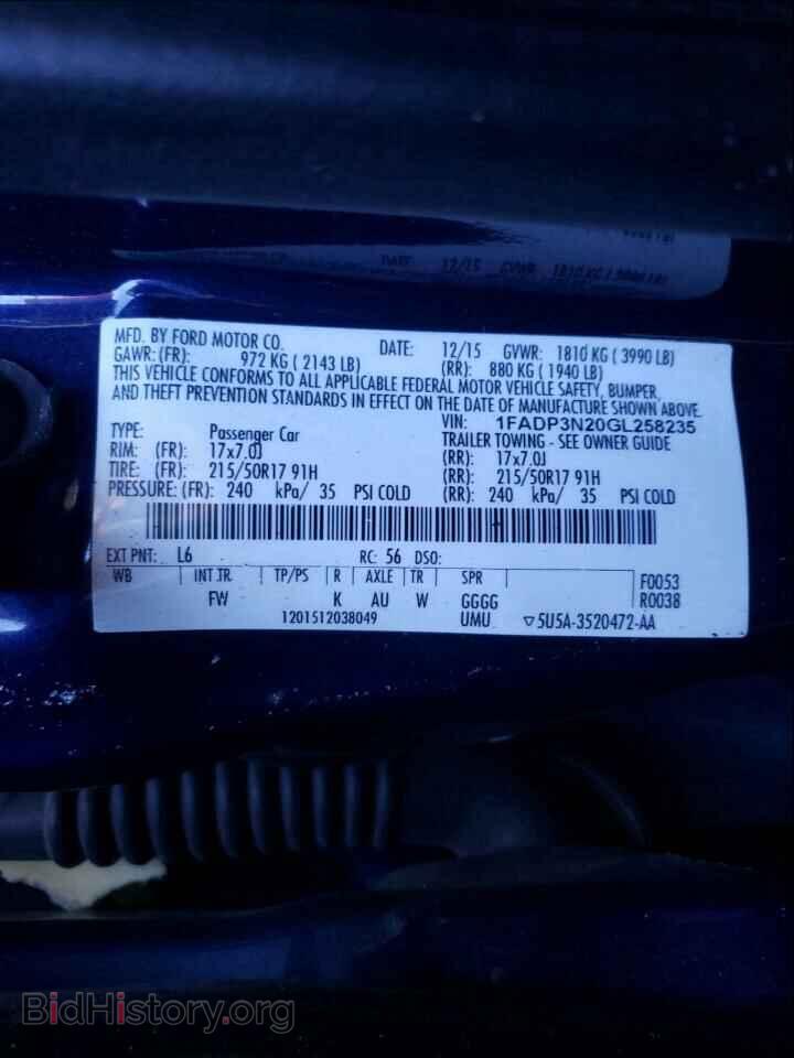 2016 FORD FOCUS - VIN: 1FADP3N20GL258235 - Фото 10