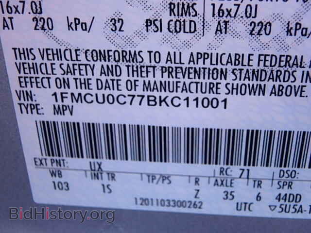 2011 FORD ESCAPE - VIN: 1FMCU0C77BKC11001 - Фото 9