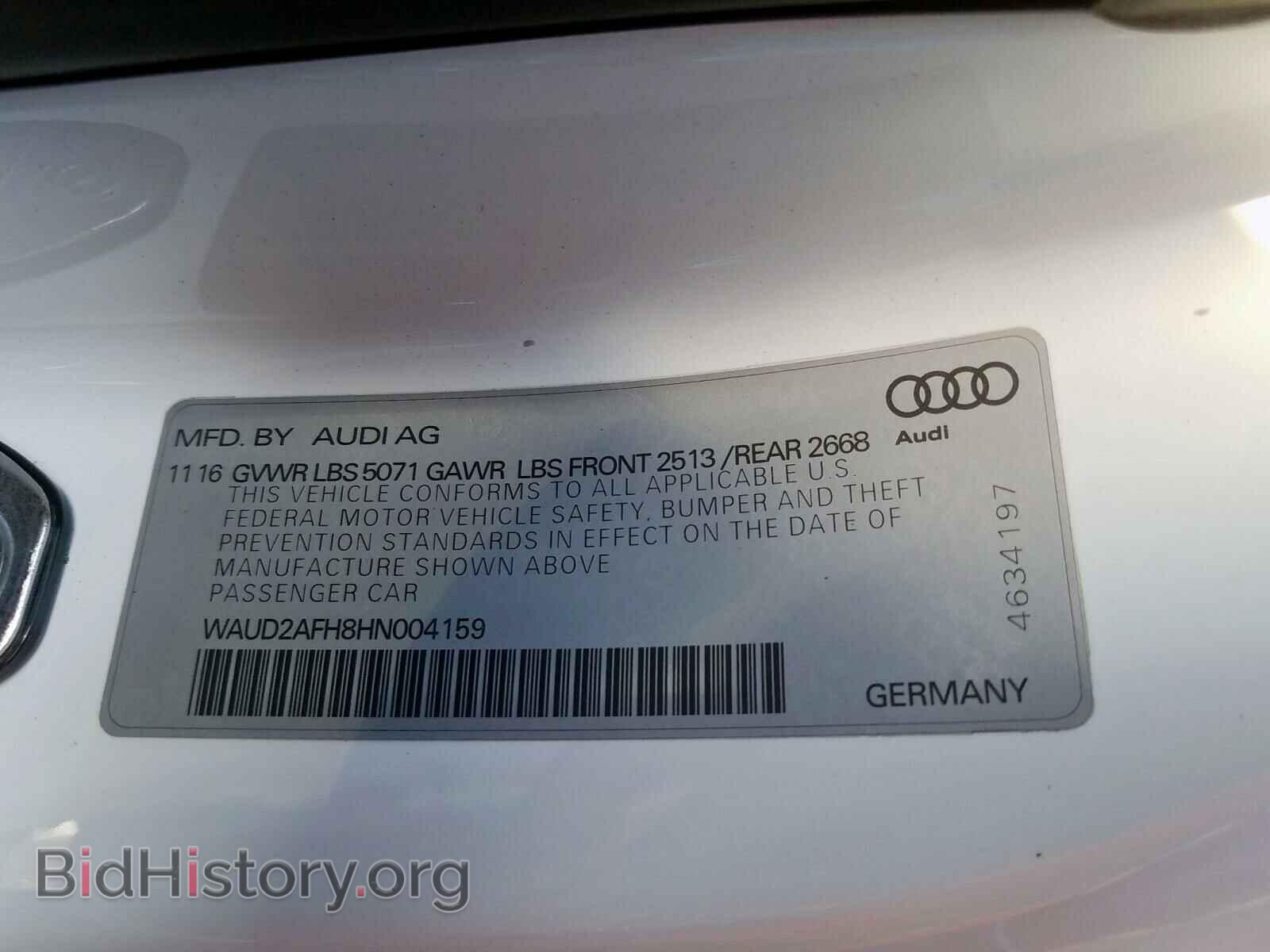 2017 AUDI A5 - VIN: WAUD2AFH8HN004159 - Фото 10