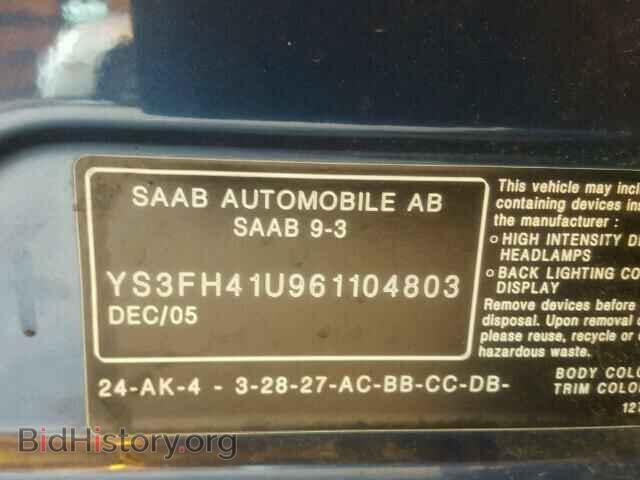 2006 SAAB 9 3 - VIN: YS3FH41U961104803 - Фото 10