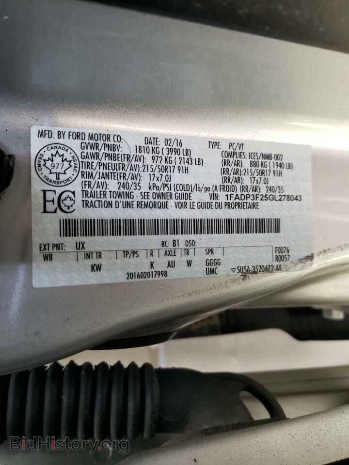 2016 FORD FOCUS - VIN: 1FADP3F25GL278043 - Фото 10