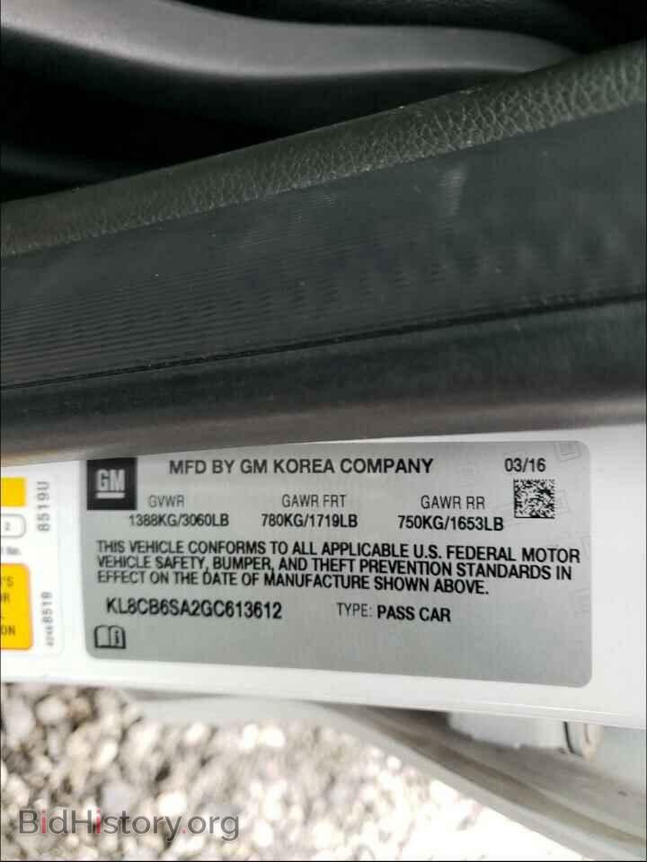 2016 CHEVROLET SPARK - VIN: KL8CB6SA2GC613612 - Фото 10
