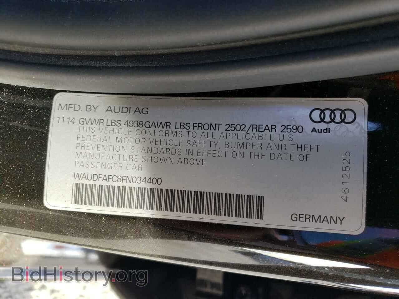 2015 AUDI A6 - VIN: WAUDFAFC8FN034400 - Фото 10