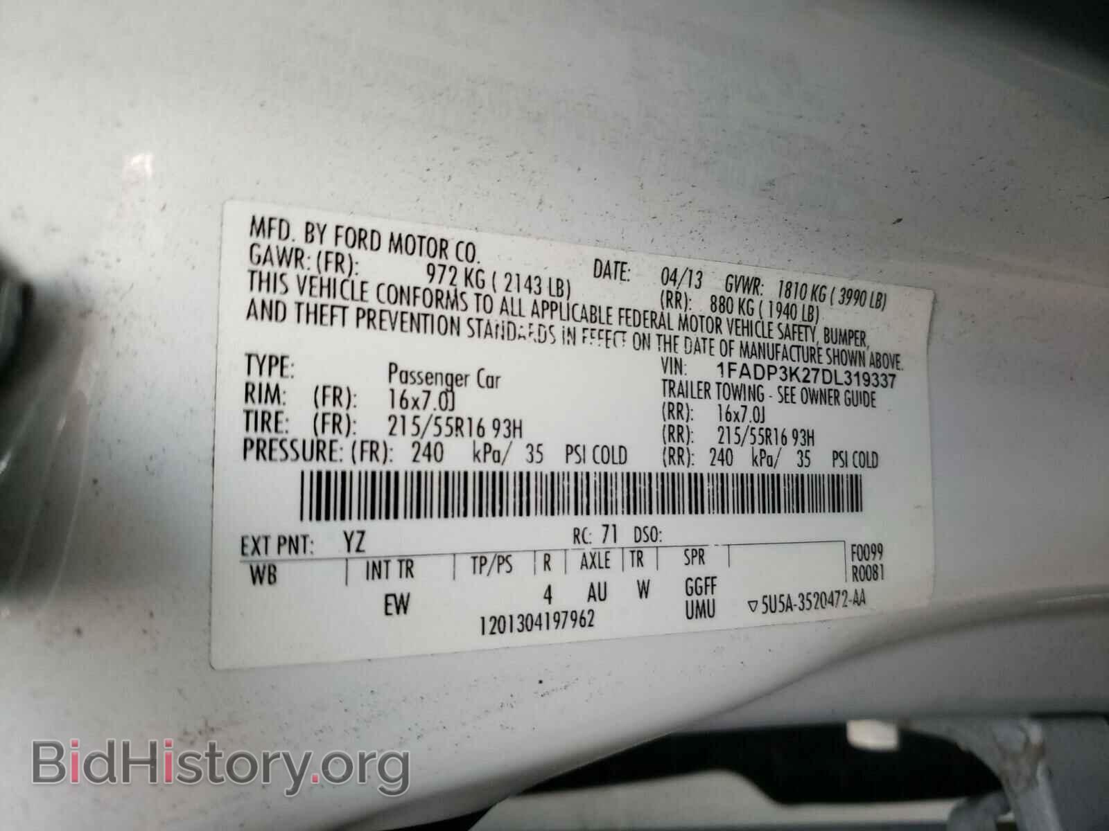 2013 FORD FOCUS - VIN: 1FADP3K27DL319337 - Фото 10