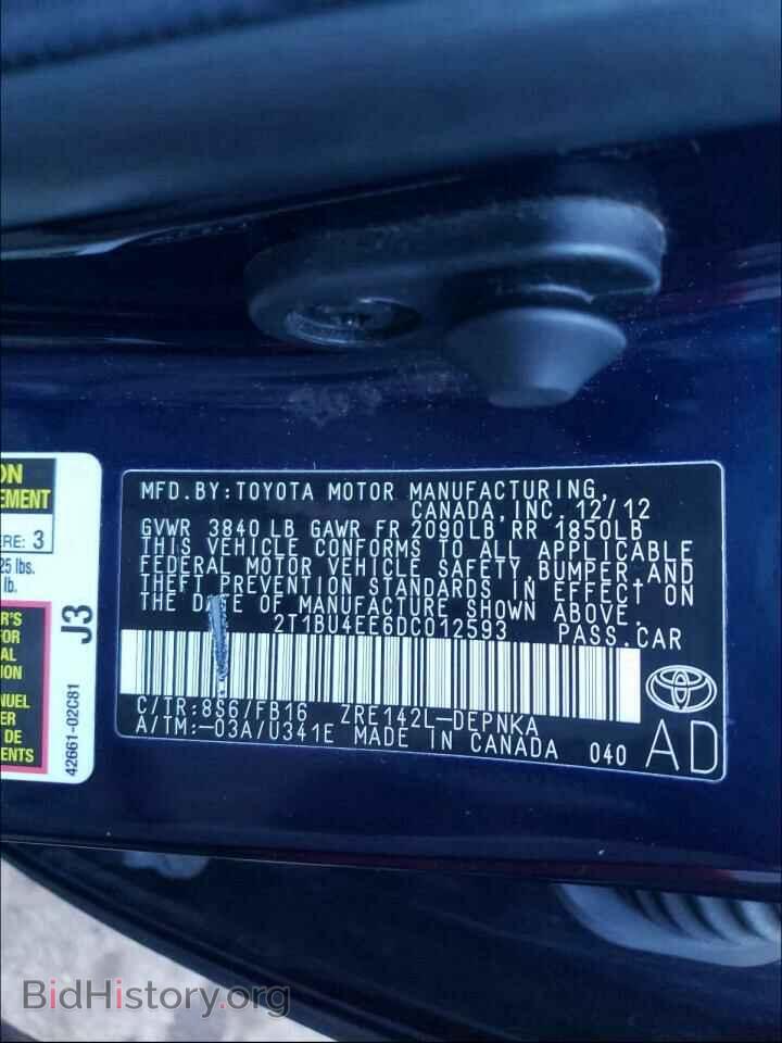 2013 TOYOTA COROLLA - VIN: 2T1BU4EE6DC012593 - Фото 10