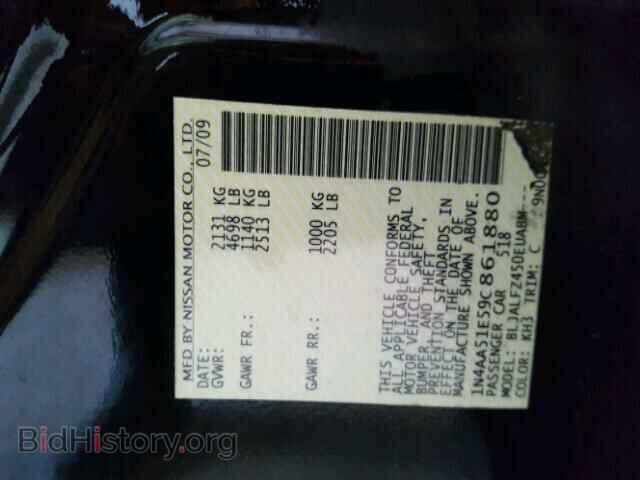 2009 NISSAN MAXIMA - VIN: 1N4AA51E59C861880 - Фото 10