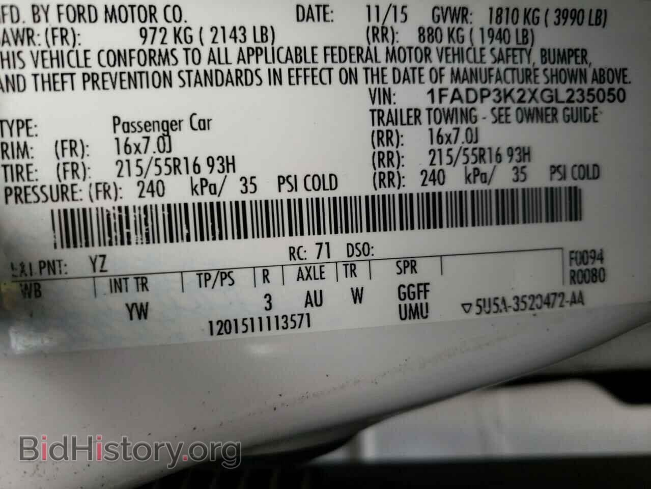2016 FORD FOCUS - VIN: 1FADP3K2XGL235050 - Фото 10
