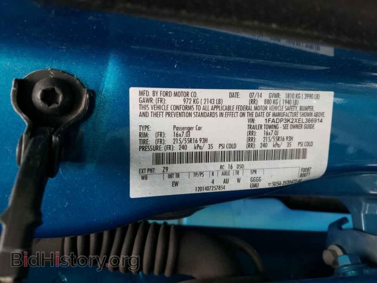 2014 FORD FOCUS - VIN: 1FADP3K2XEL366914 - Фото 10