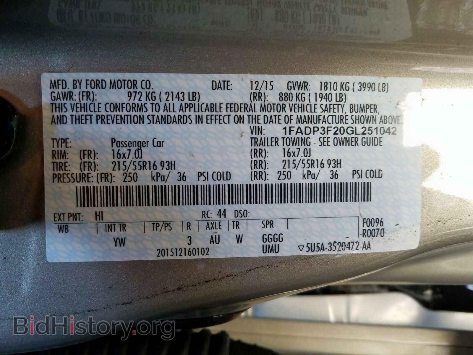 2016 FORD FOCUS - VIN: 1FADP3F20GL251042 - Фото 10