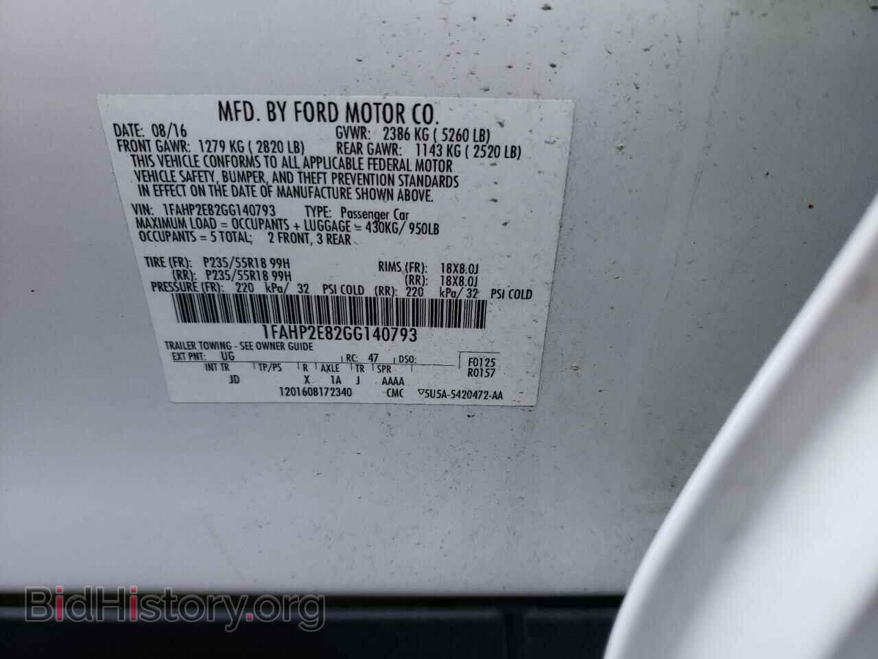 2016 FORD TAURUS - VIN: 1FAHP2E82GG140793 - Фото 10