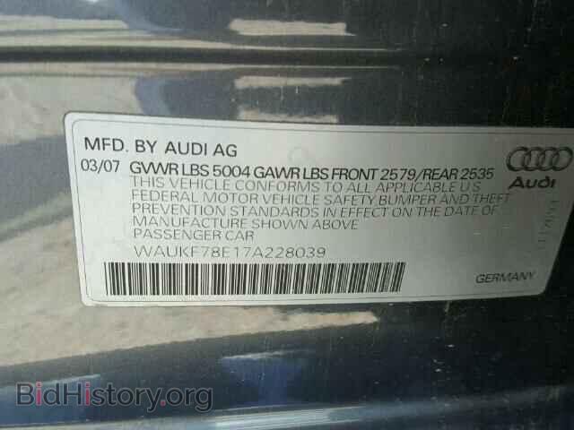 2007 AUDI A4 - VIN: WAUKF78E17A228039 - Фото 9