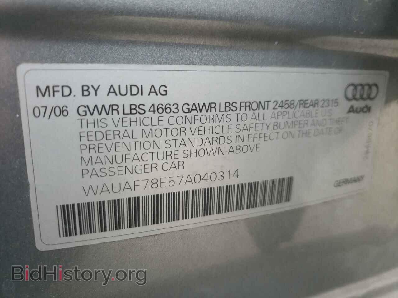 2007 AUDI A4 - VIN: WAUAF78E57A040314 - Photo 10