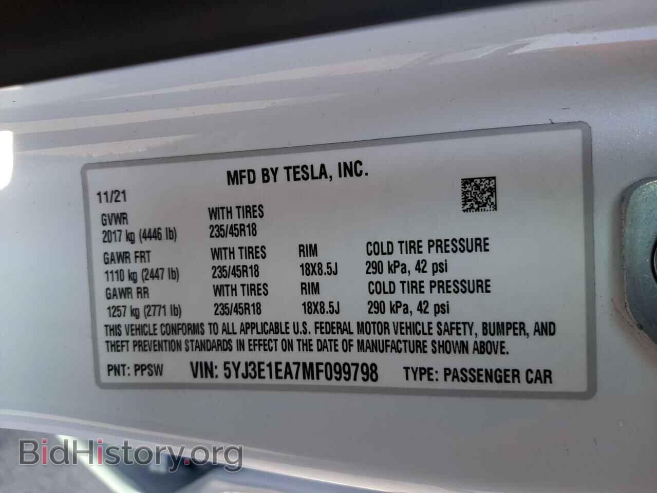 2021 TESLA MODEL 3 - VIN: 5YJ3E1EA7MF099798 - Фото 10