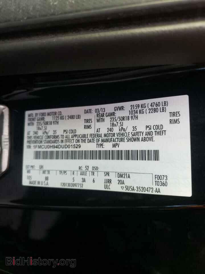 2013 FORD ESCAPE - VIN: 1FMCU0H94DUD01529 - Фото 10