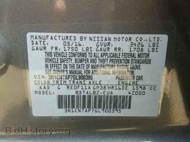 2016 NISSAN VERSA - VIN: 3N1CN7AP7GL900395 - Фото 10