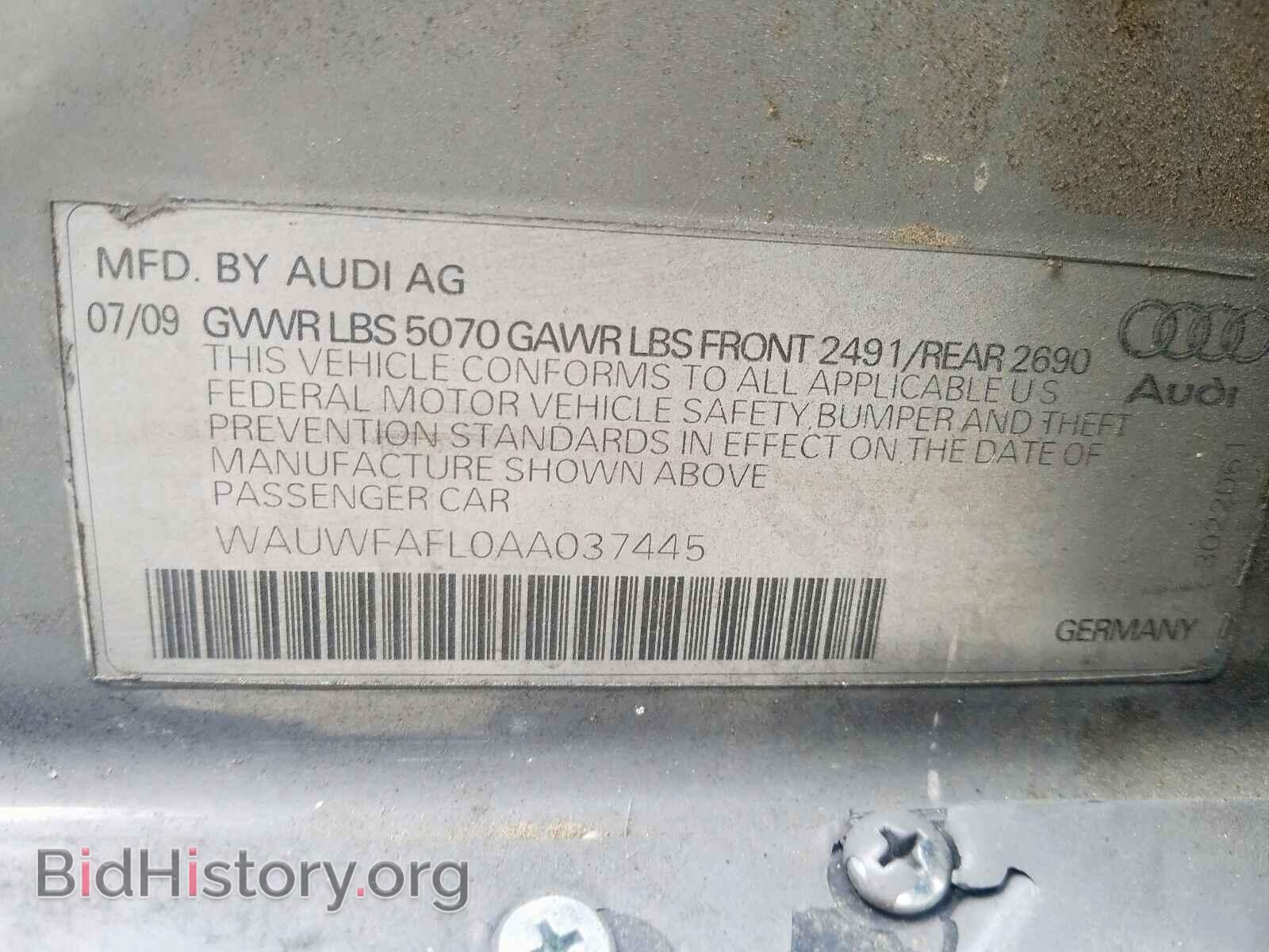 2010 AUDI A4 - VIN: WAUWFAFL0AA037445 - Фото 10